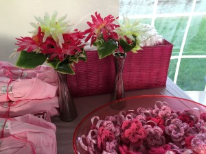 Flower pins beautifully displayed in the survivor tent.