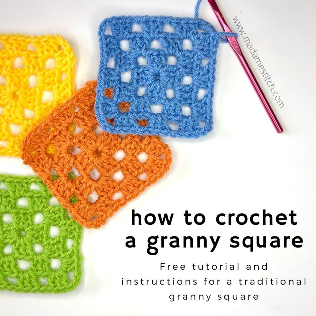 How to crochet a granny square | Free tutorial by MadameStitch