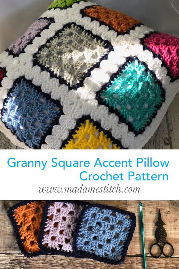 Granny Square Accent Pillow | Crochet Pattern by MadameStitch