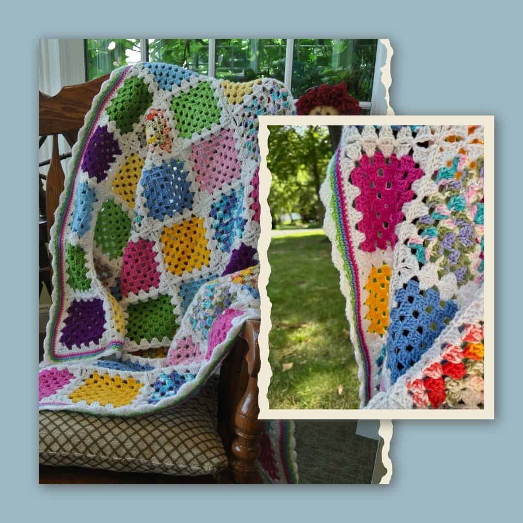Photos of the Granny Square Scrap-ghan