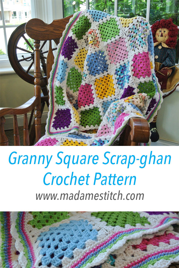 Granny Square Scrap-ghan | Crochet Pattern by MadameStitch