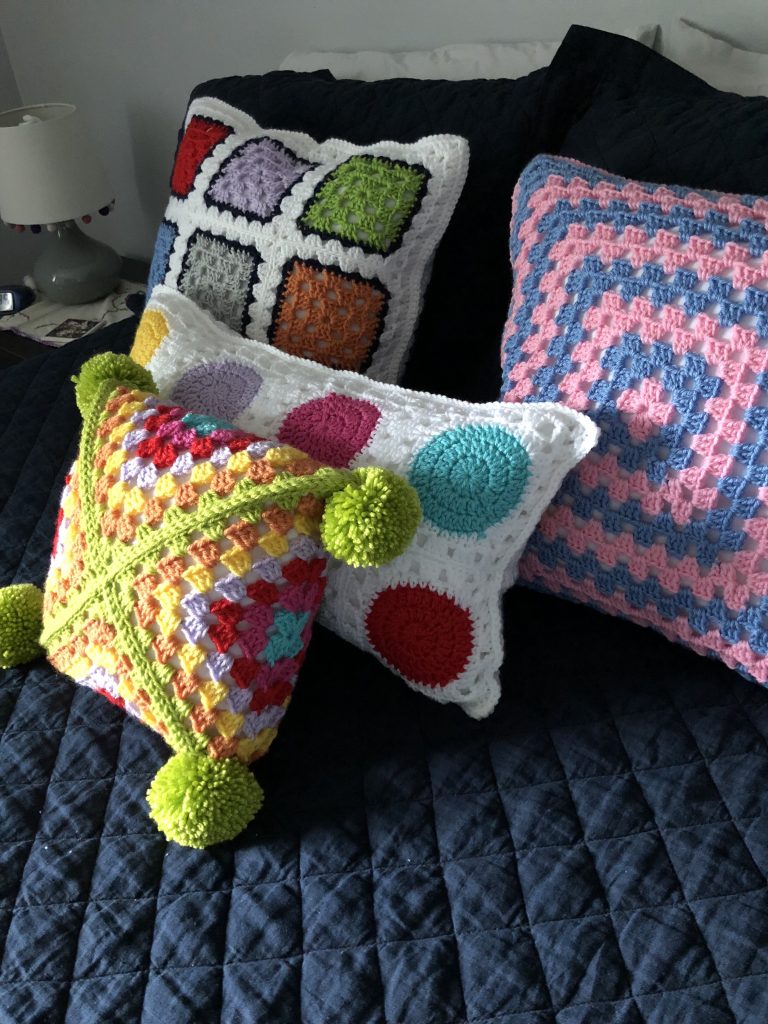 Sideways Granny Square Pillow | Crochet Pattern by MadameStitch