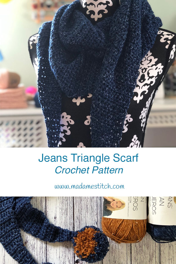 Jeans Triangle Scarf | Crochet Pattern by MadameStitch