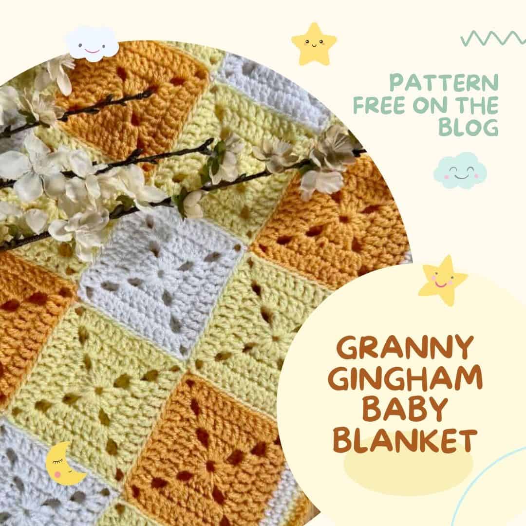 A granny gingham baby blanket brings vintage vibes to the nursery
