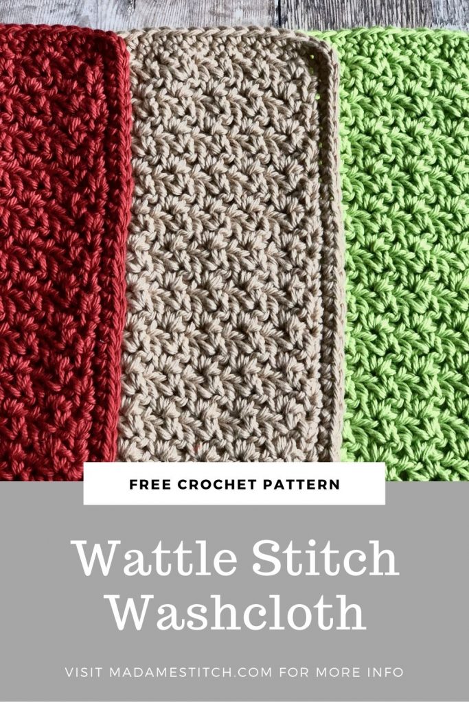 Wattle Stitch Washcloth | Free crochet pattern by MadameStitch
