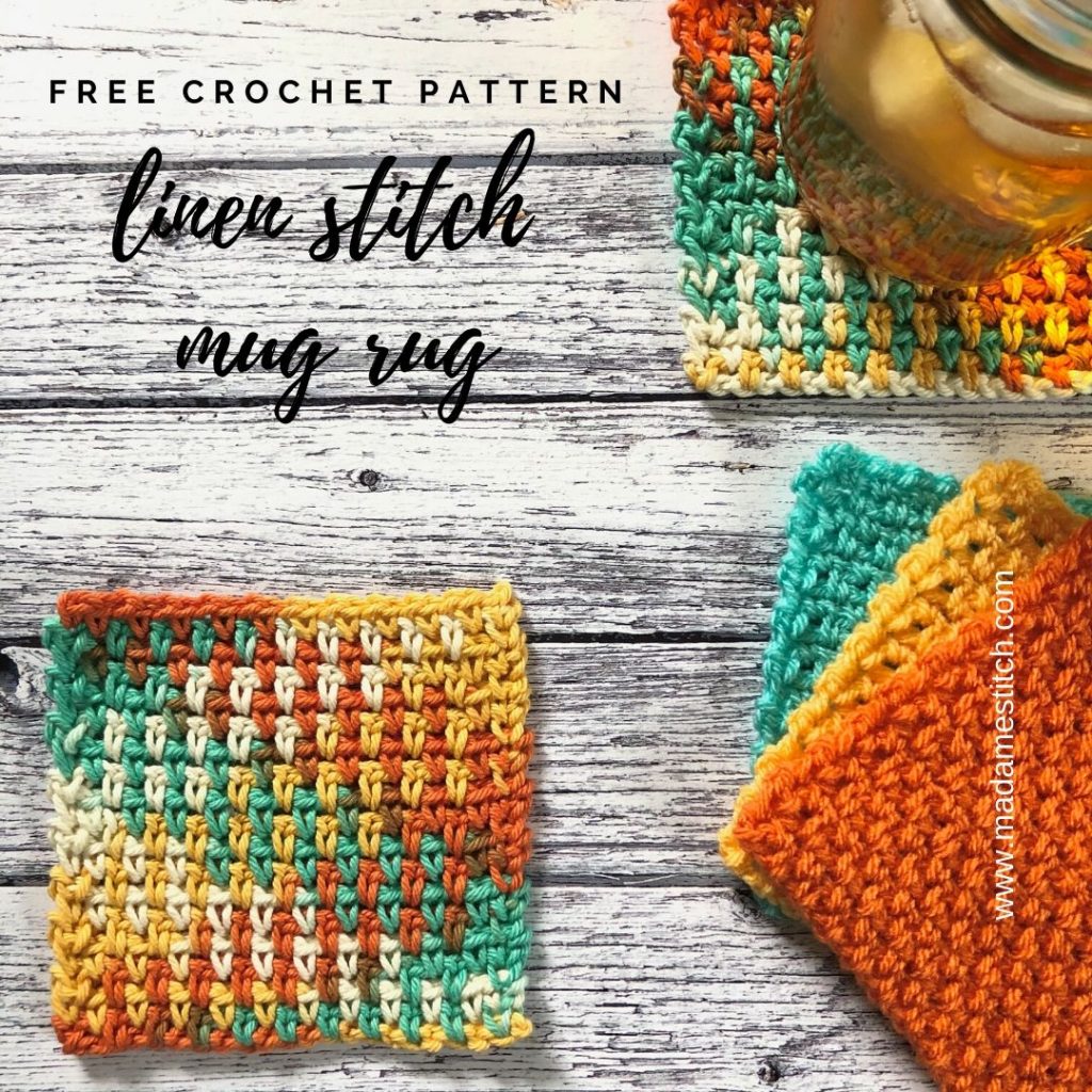 linen stitch mug rug | Free crochet pattern by MadameStitch