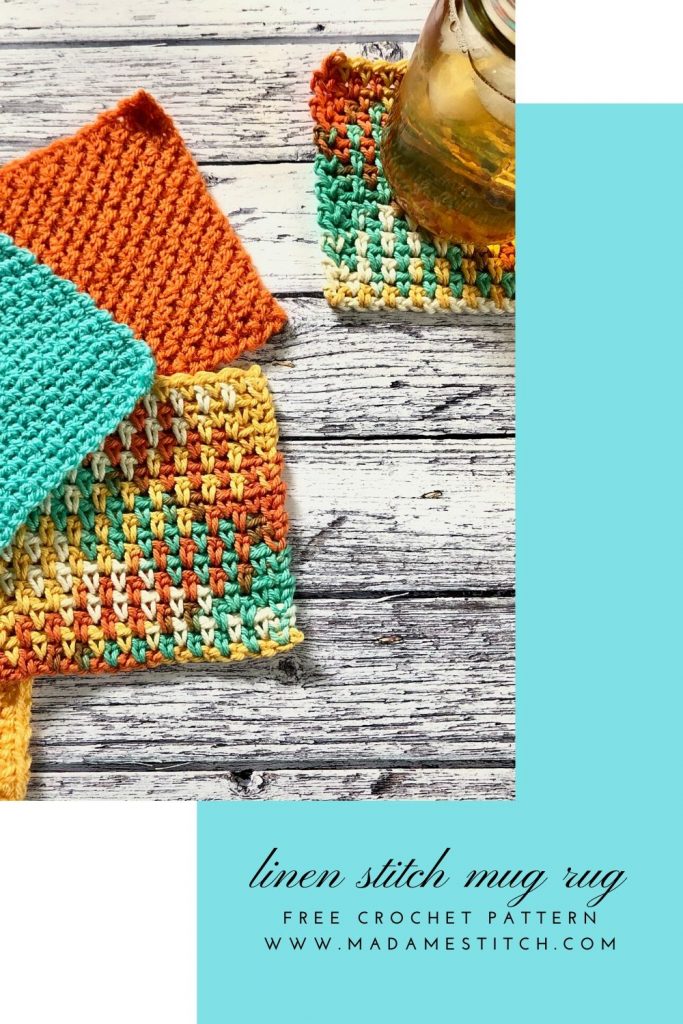 Linen Stitch Mug Rug | Free crochet pattern by MadameStitch