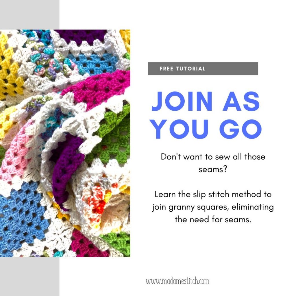 Join as you go slip stitch method | Crochet tutorial by MadameStitch