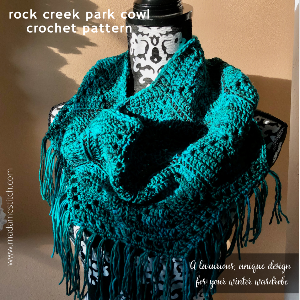 the rock creek park cowl crochet pattern by MadameStitch