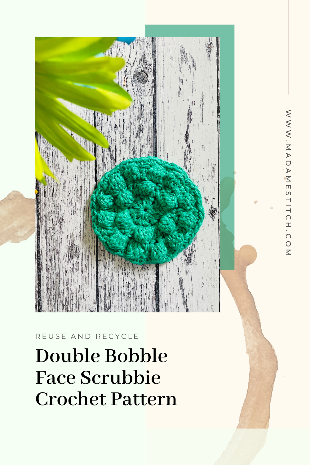 Double bobble face scrubbie crochet pattern by MadameStitch