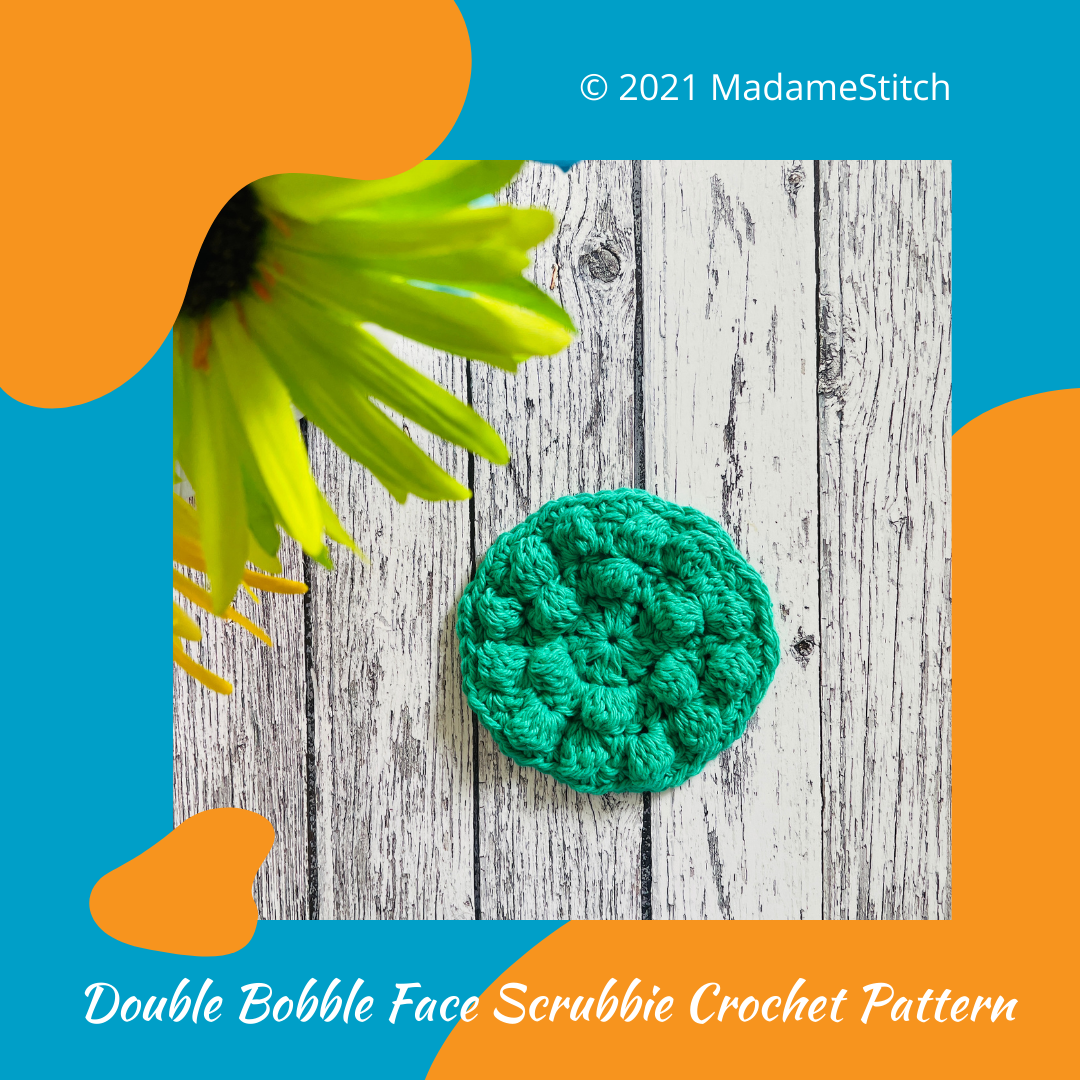 Double bobble face scrubbie crochet pattern