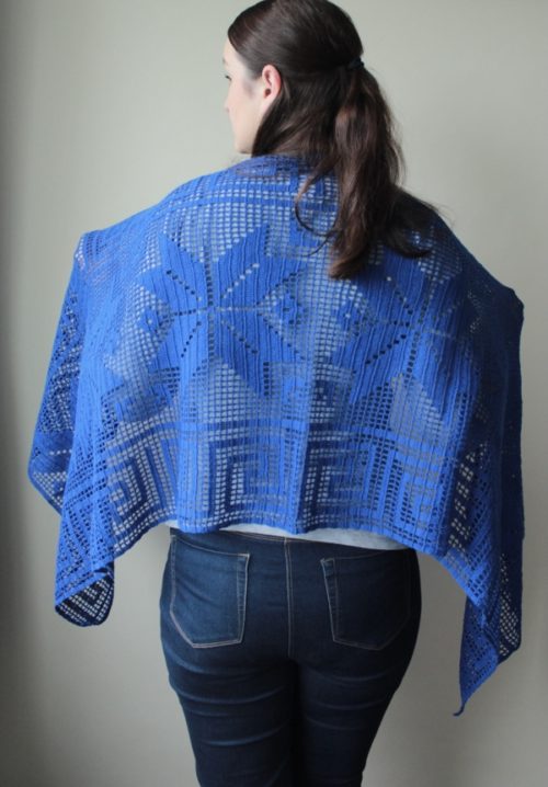 Electric Blue File Crochet Shawl pattern by Blue Star Crochet