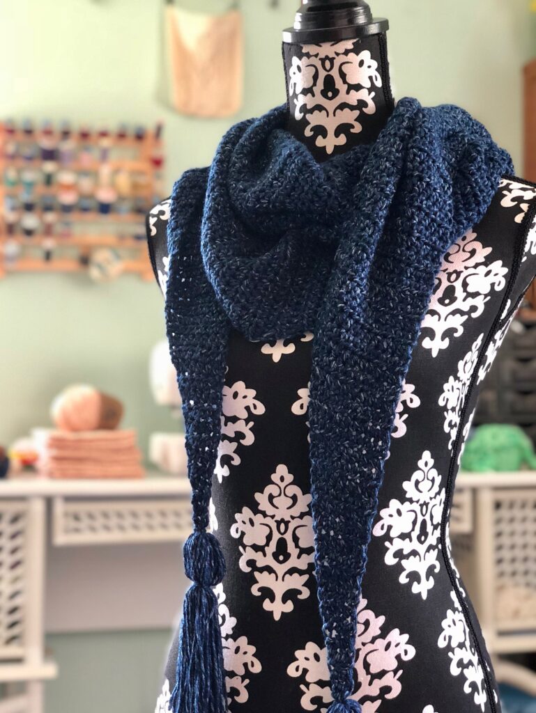Jeans Crescent Scarf crochet pattern by MadameStitch