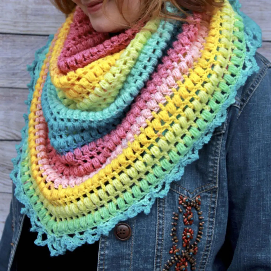 Spring Me Forward Scarf crochet pattern by Nana's Crafty Home