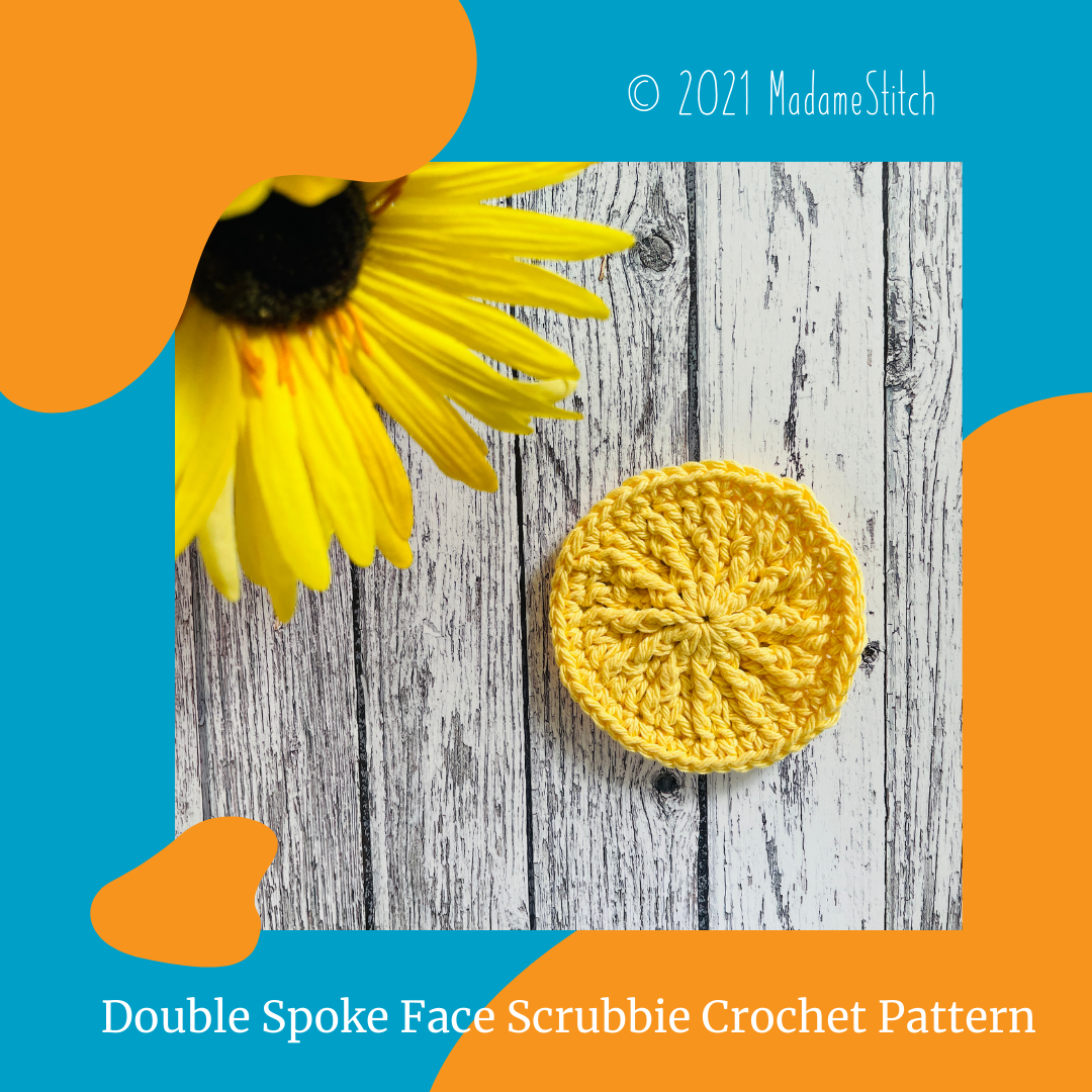 Double spoke face scrubbie crochet pattern by MadameStitch