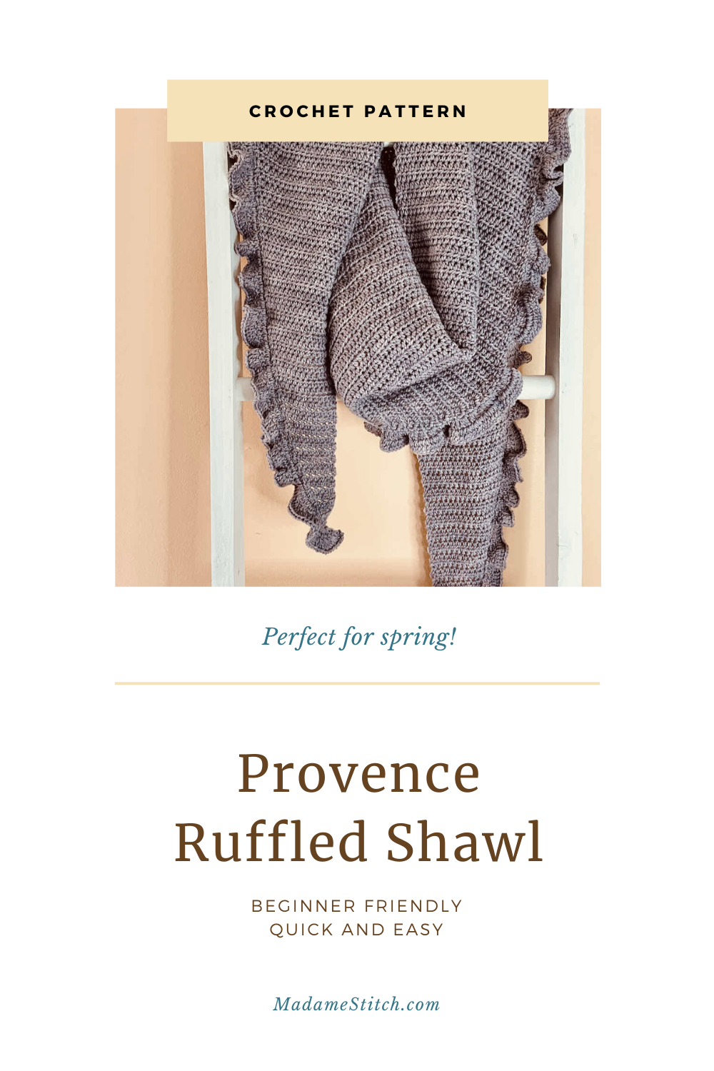 Provence Ruffled Shawl crochet pattern by MadameStitch