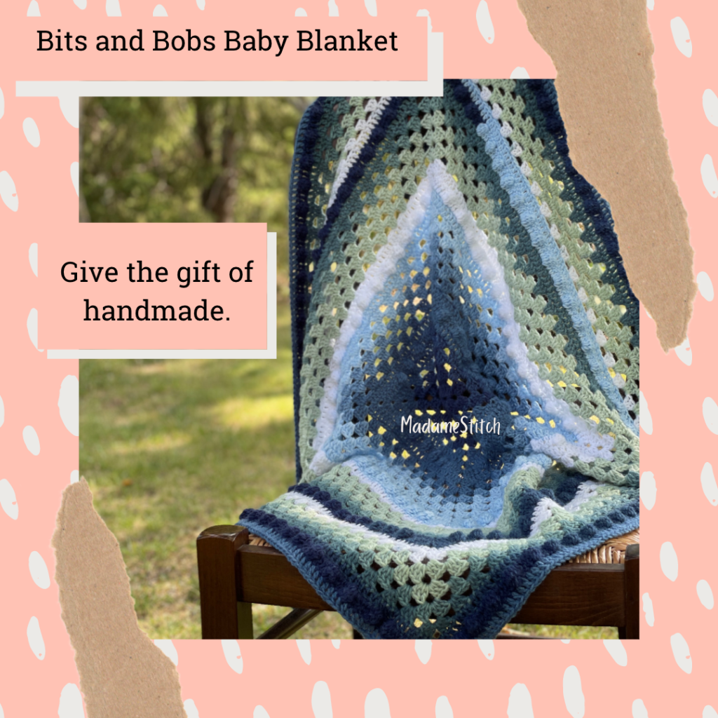 Bits and Bobs baby blanket crochet pattern - great handmade gift by MadameStitch