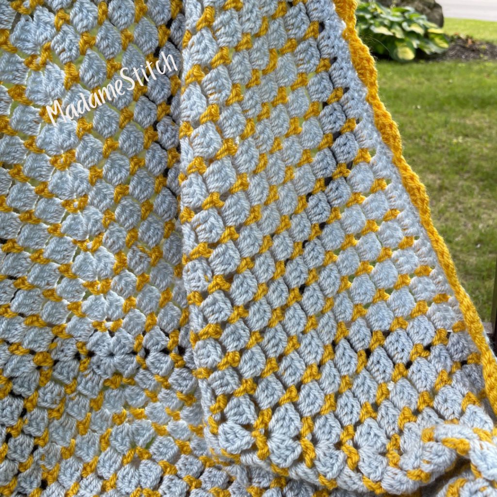 Closeup of the Blissful Blocks baby blanket