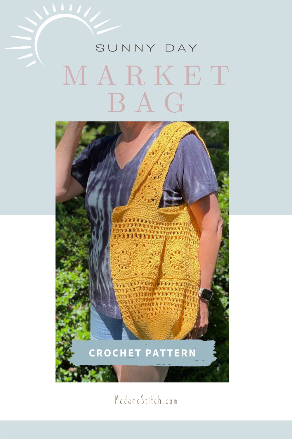 The Sunny Day Market Bag crochet pattern by MadameStitch