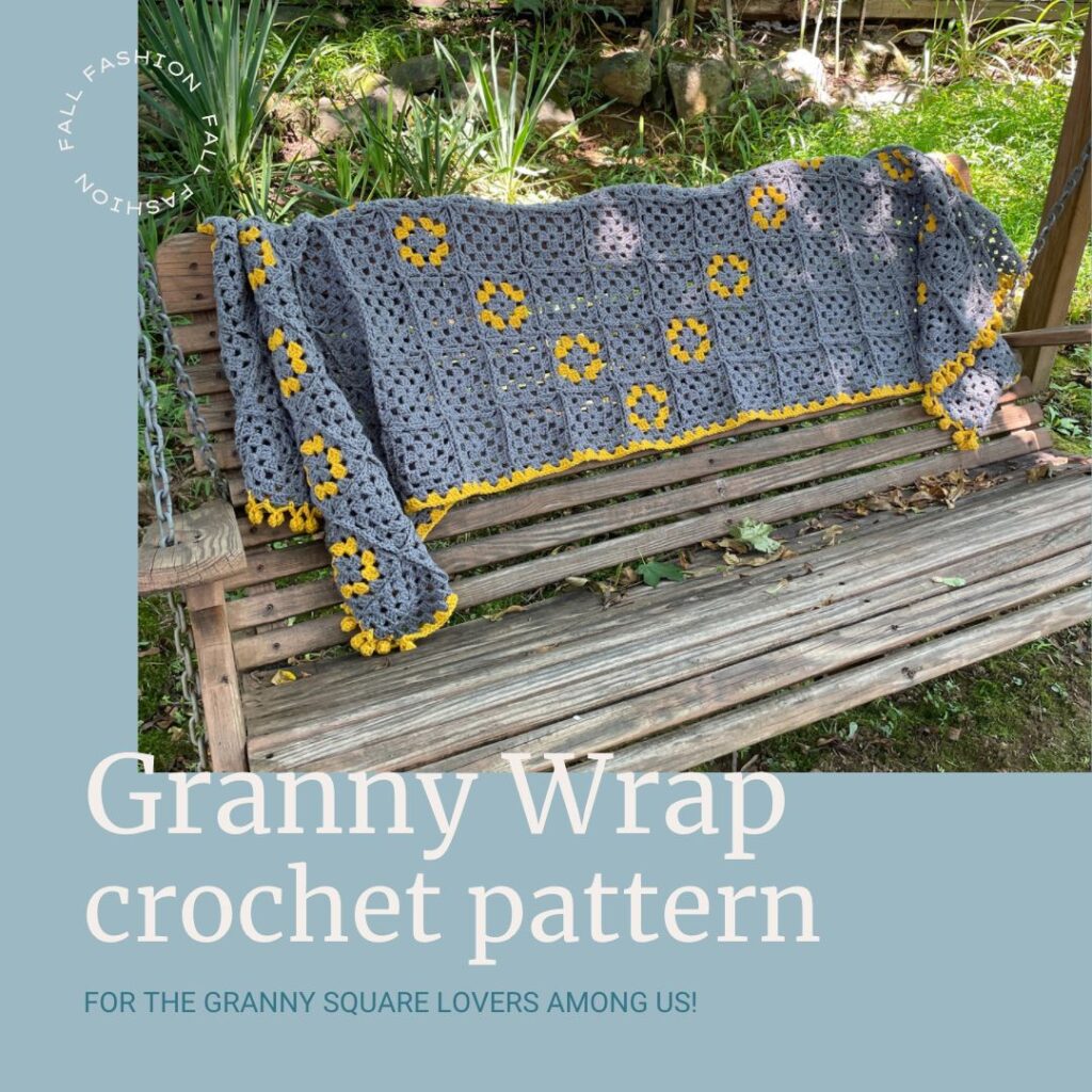 Granny Square Wrap crochet pattern by MadameStitch