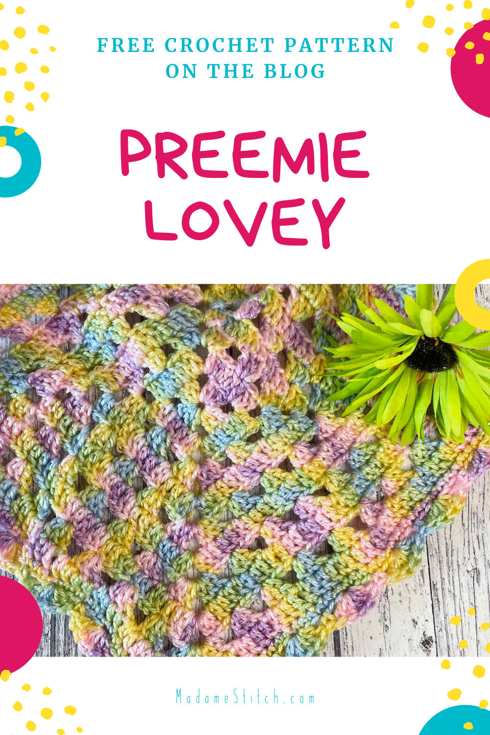 Preemie Granny Square Lovey free crochet pattern on the blog by MadameStitch
