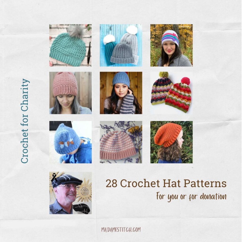 28 Crochet hat patterns perfect for charity donation | blog post by MadameStitch
