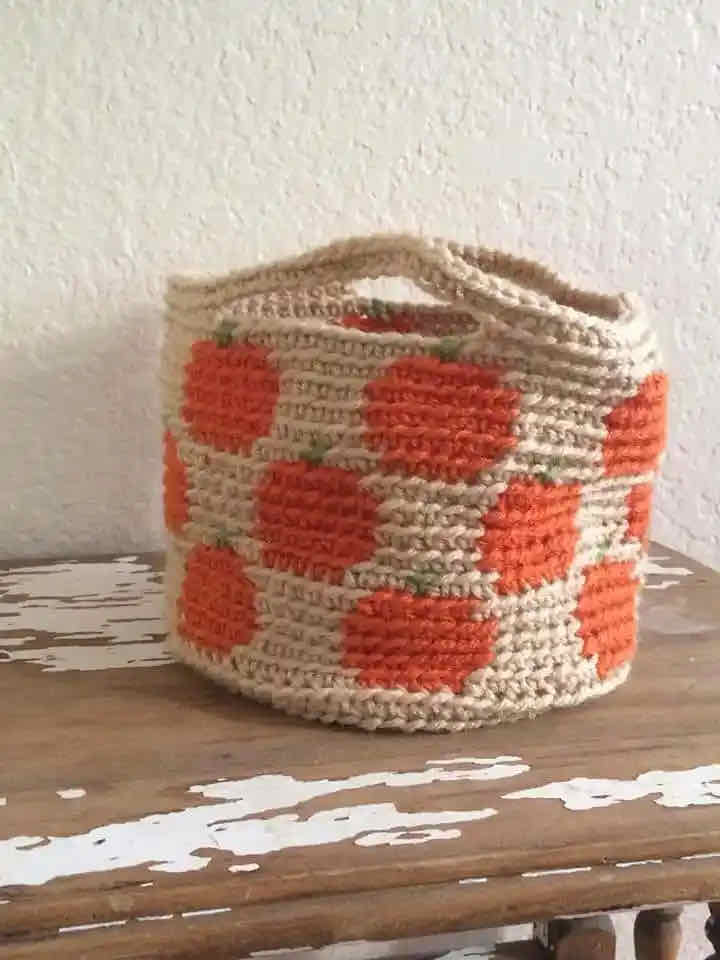 Pumpkin basket crochet pattern