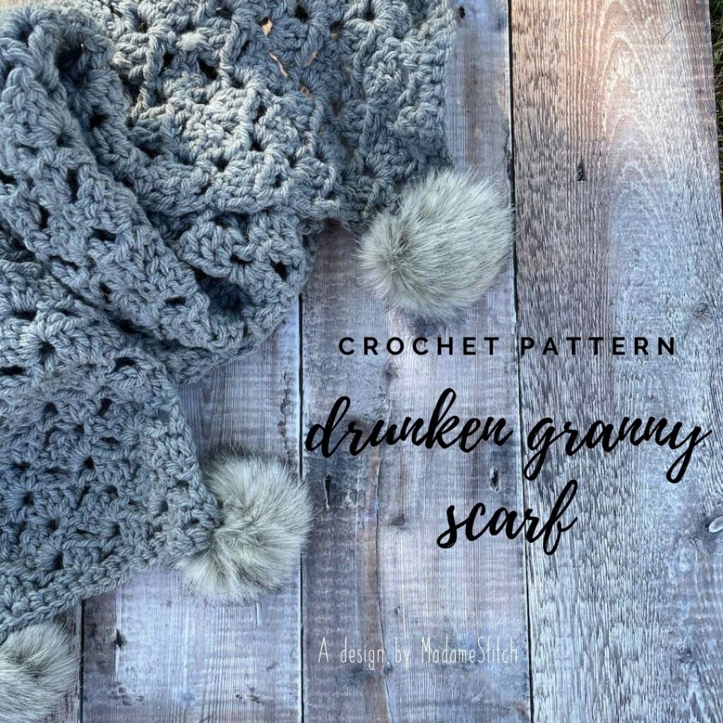 The Drunken Granny Scarf crochet pattern | A design by MadameStitch