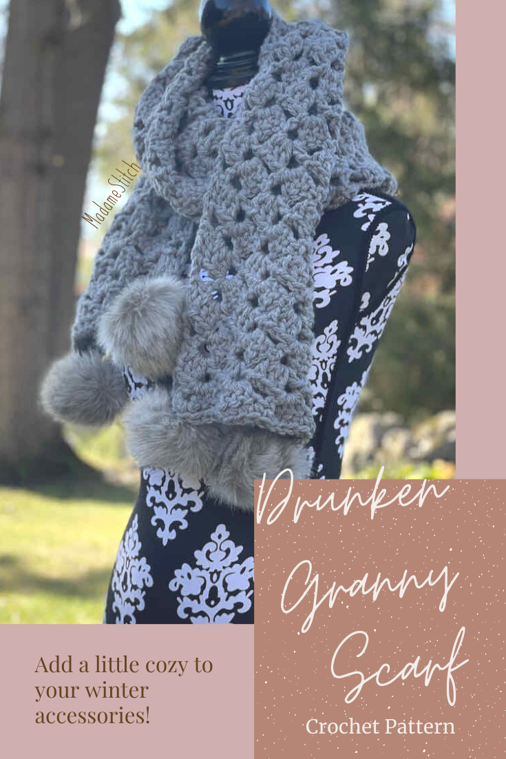 The Drunken Granny Scarf crochet pattern | A design by MadameStitch