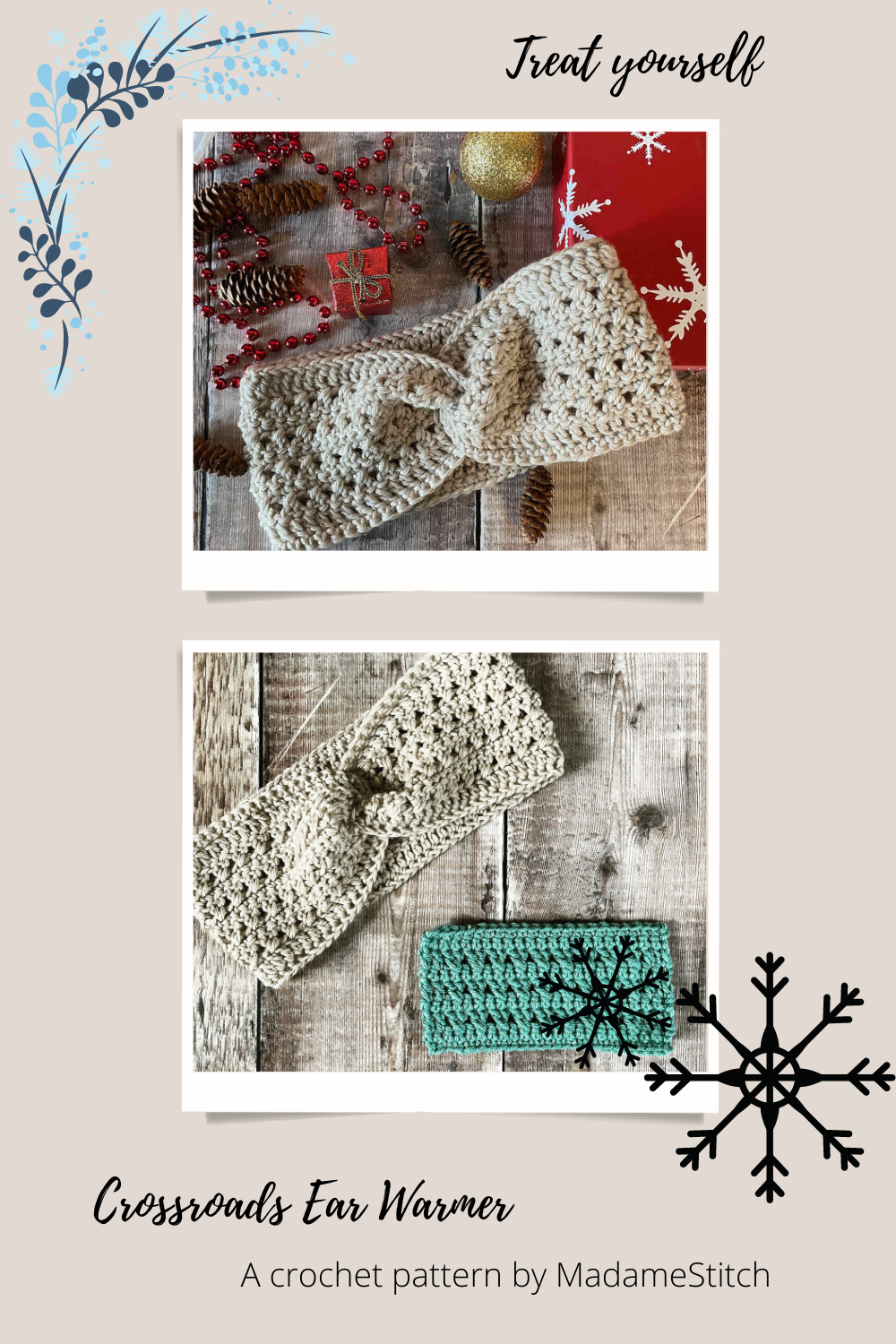 Crossroads Ear Warmer crochet pattern by MadameStitch