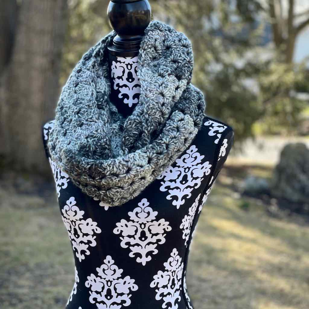 Picture of Tulip Stitch Infinity Scarf with nature background