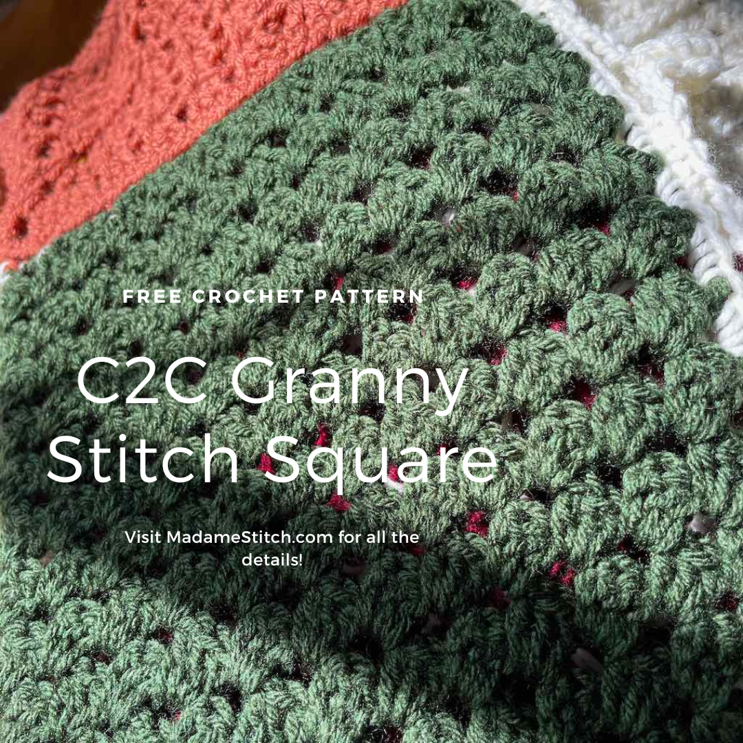 Learn how to crochet a C2C granny stitch square