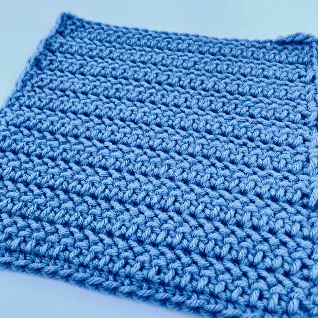 Photo of a square of Herringbone half double crochet stitch