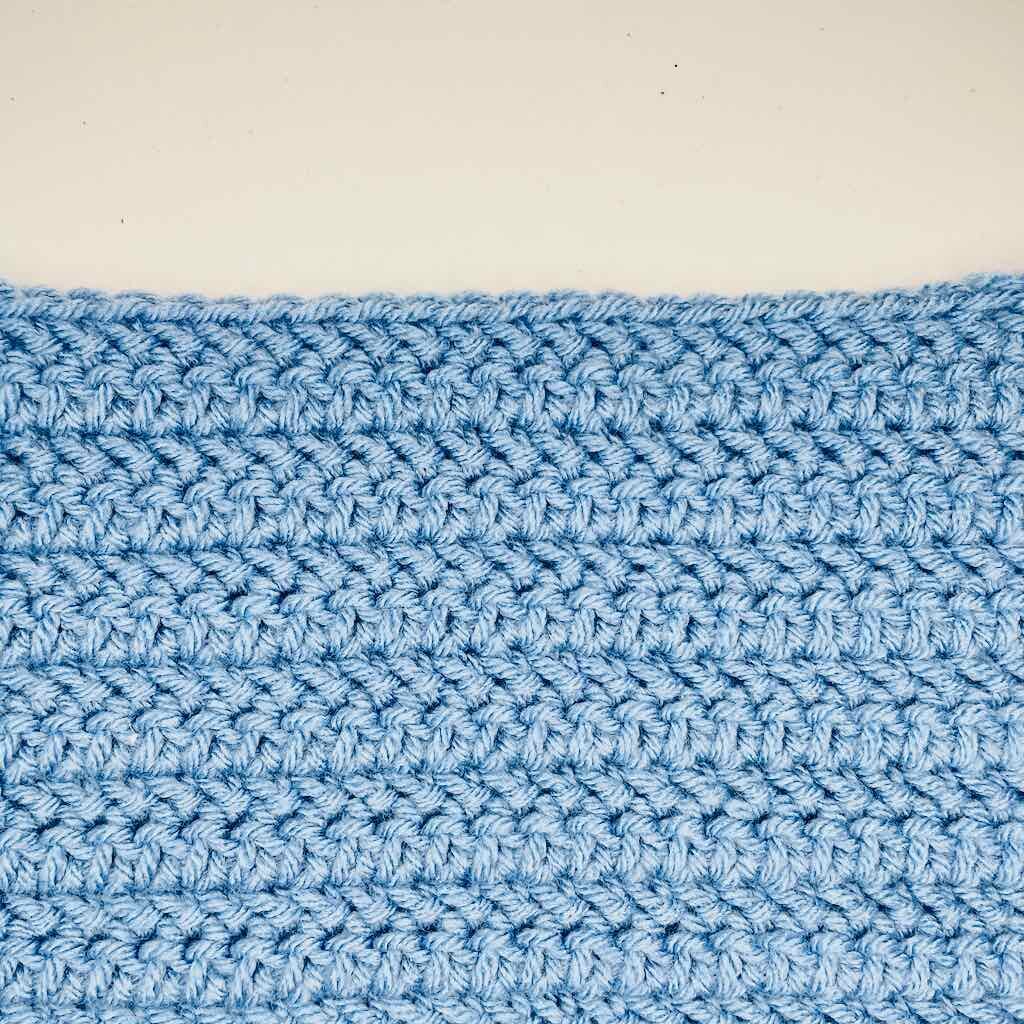 Closeup of the Herringbone half double crochet