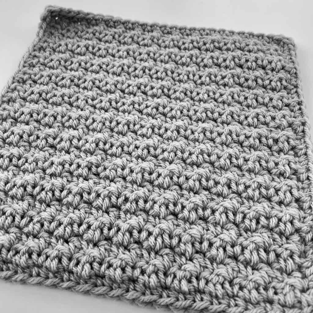 Photo of square of seed stitch crochet