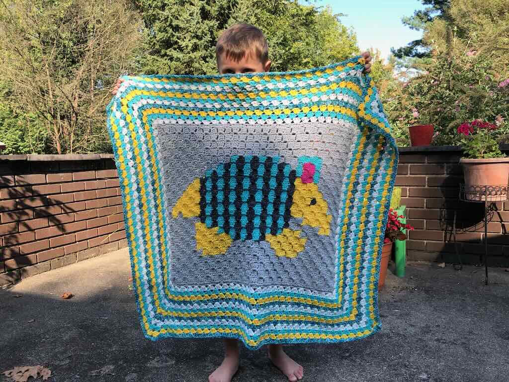A C2C armadillo crochet blanket