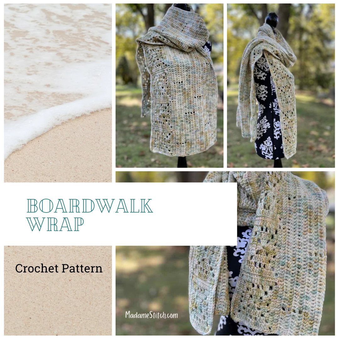 A beautiful double crochet scarf with granny squares