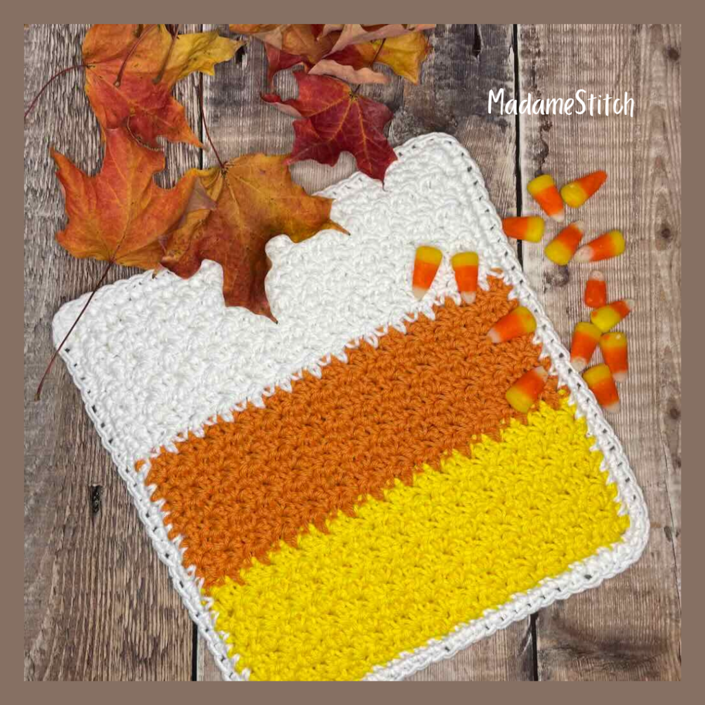 The Candy Corn Potholder | A free crochet pattern by MadameStitch