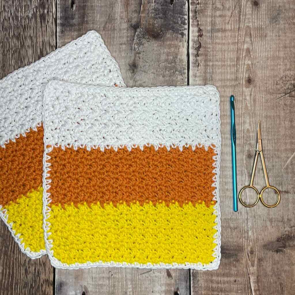 The Candy Corn Potholder | A free crochet pattern by MadameStitch