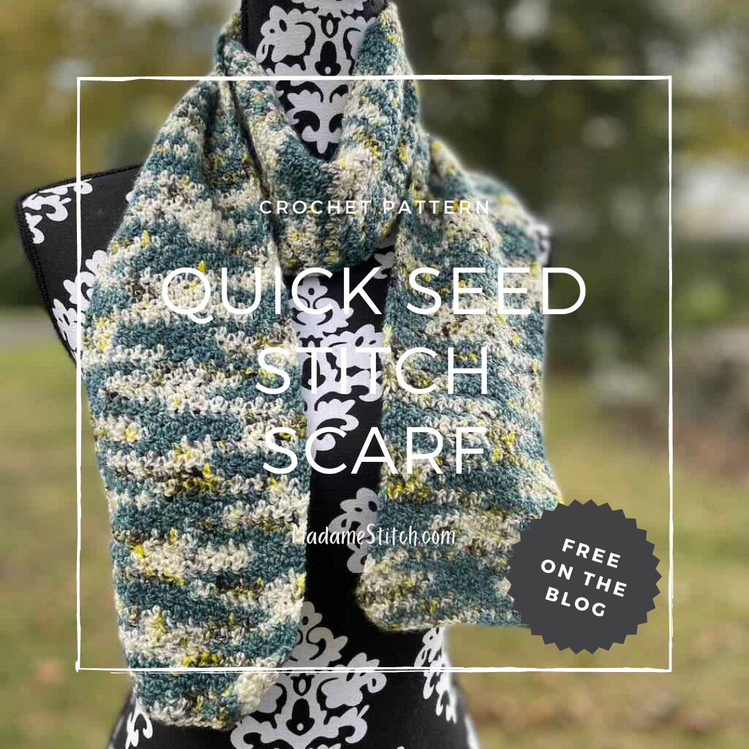 An easy, quick seed stitch scarf free crochet pattern