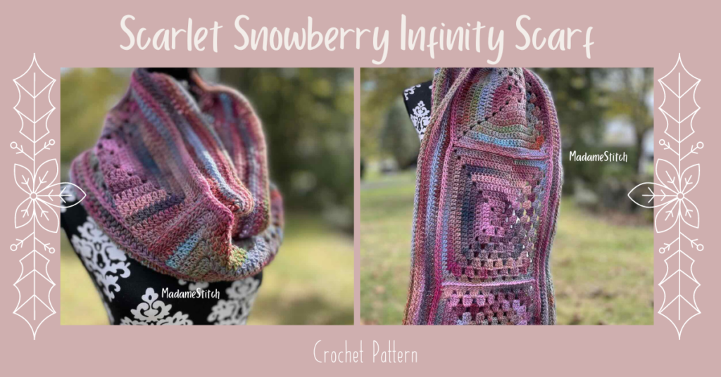 A cozy warm granny square infinity scarf - crochet pattern by MadameStitch