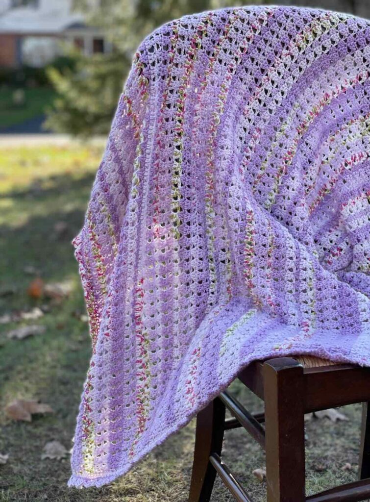 A photo of the Floryn crochet baby blanket