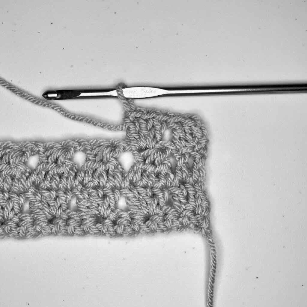 Step 2 of the modern granny stitch tutorial