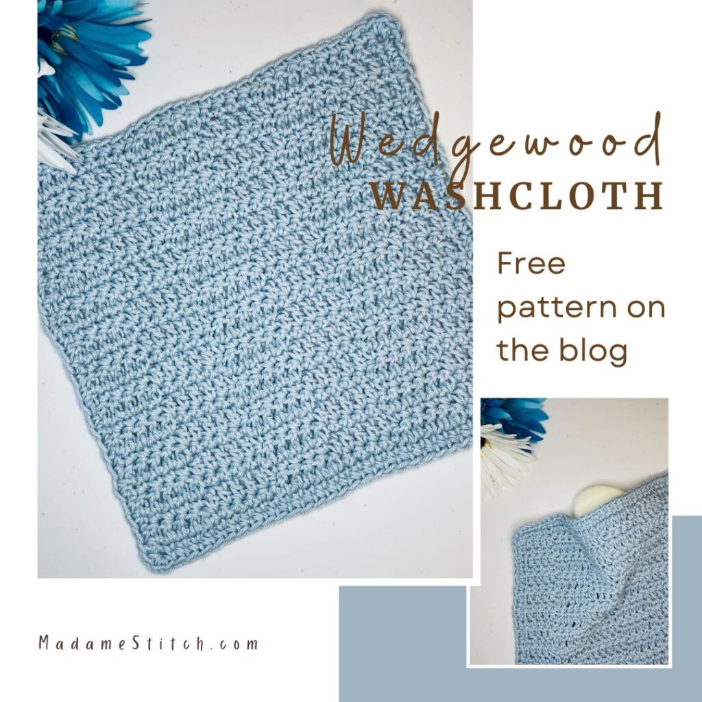 A wide checkers crochet stitch washcloth free pattern by MadameStitch