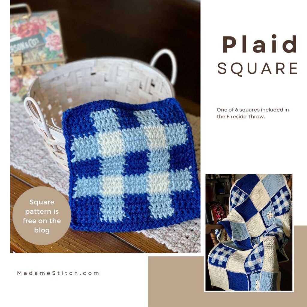 A crochet plaid square free pattern by MadameStitch