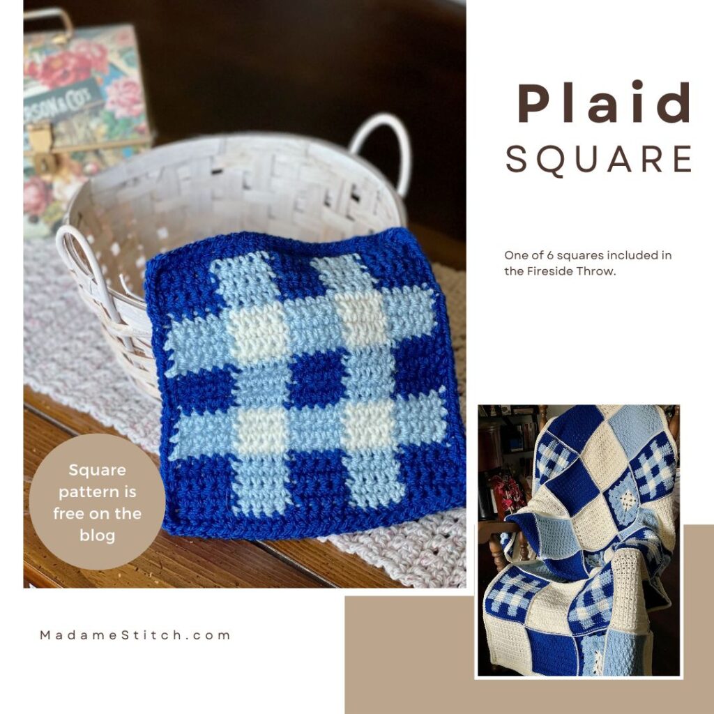 An easy tapestry crochet plaid square perfect for blankets