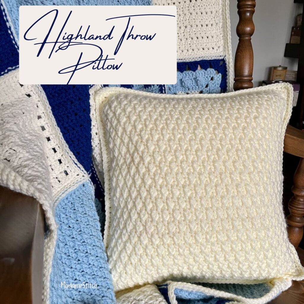 An alpine stitch pillow crochet pattern by MadameStitch