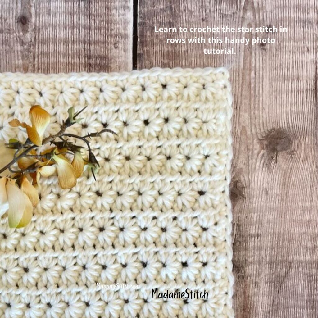 The crochet star stitch in rows | A tutorial by MadameStitch