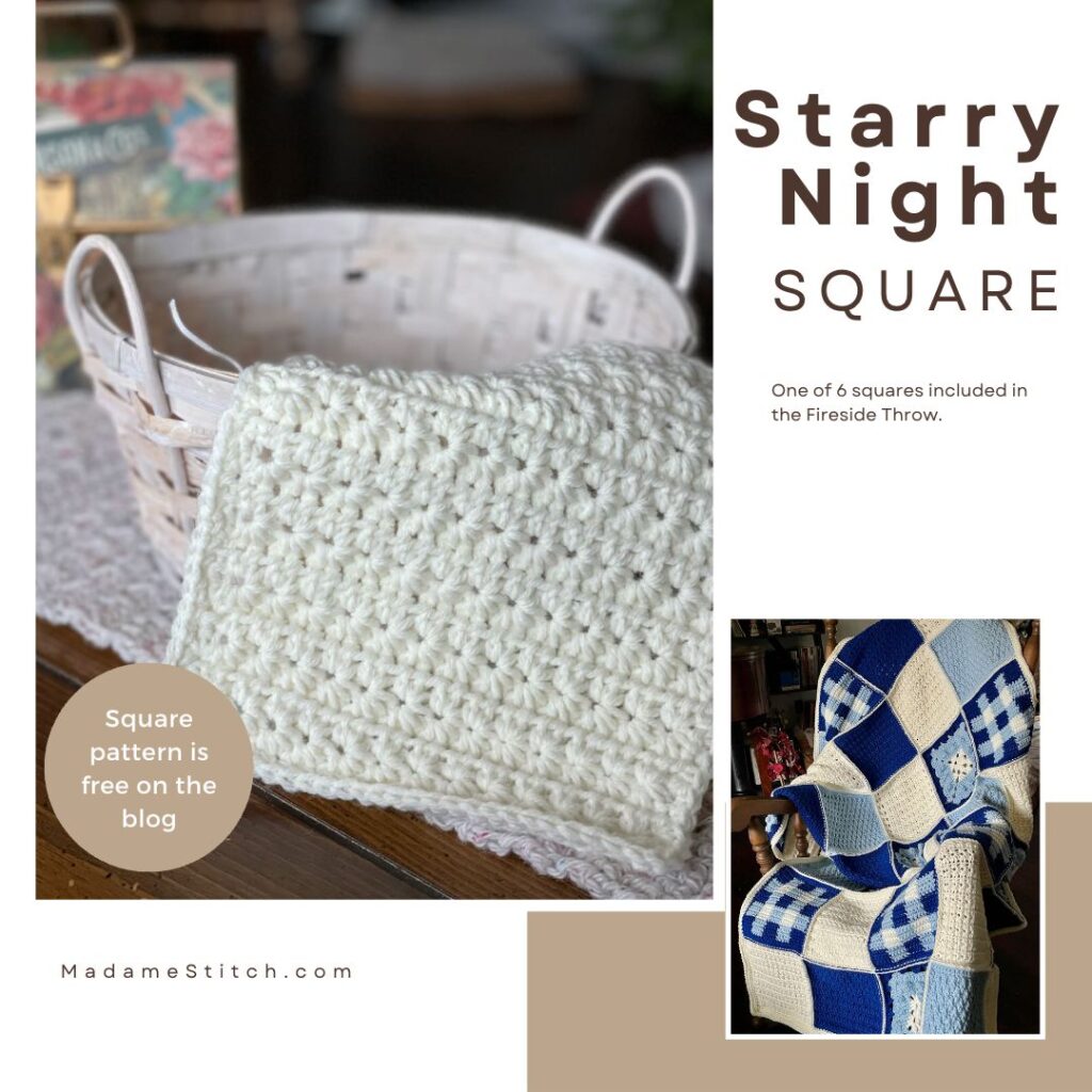 Crochet star stitch afghan square free pattern by MadameStitch