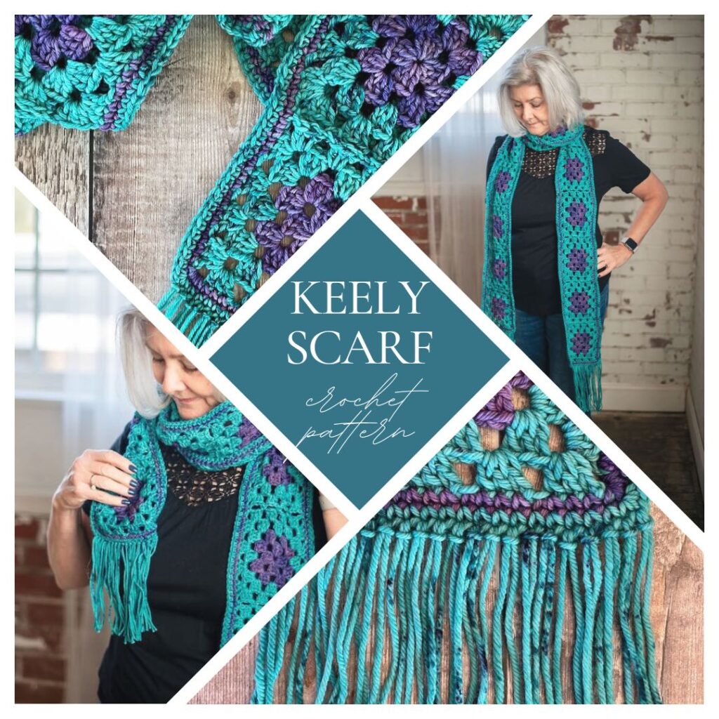 The Keely Scarf - a crochet granny square scarf pattern for beginners by MadameStitch